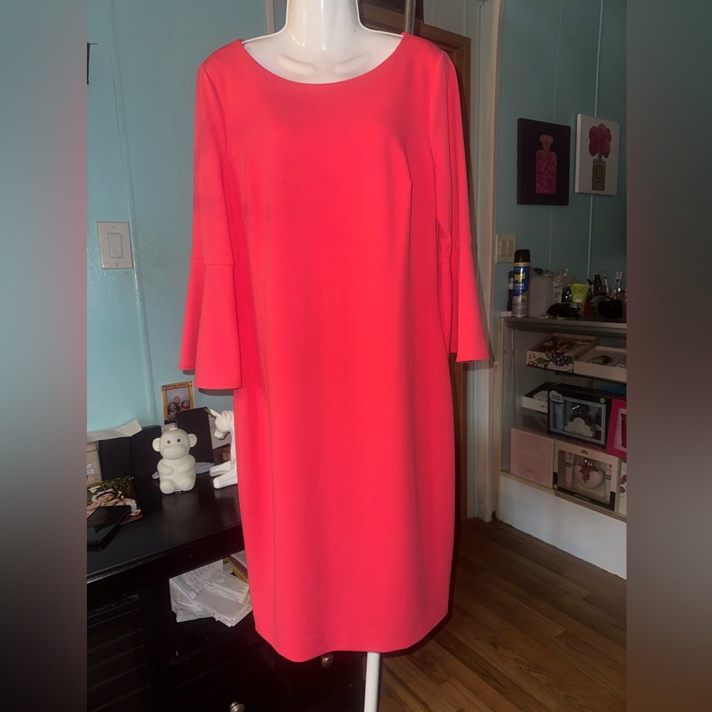 Calvin Klein Vibrant Pink Long Sleeve Dress